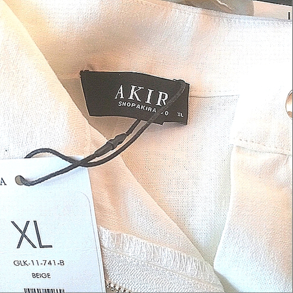 AKIRA Cream Linen Blend Shorts - Picture 4 of 5
